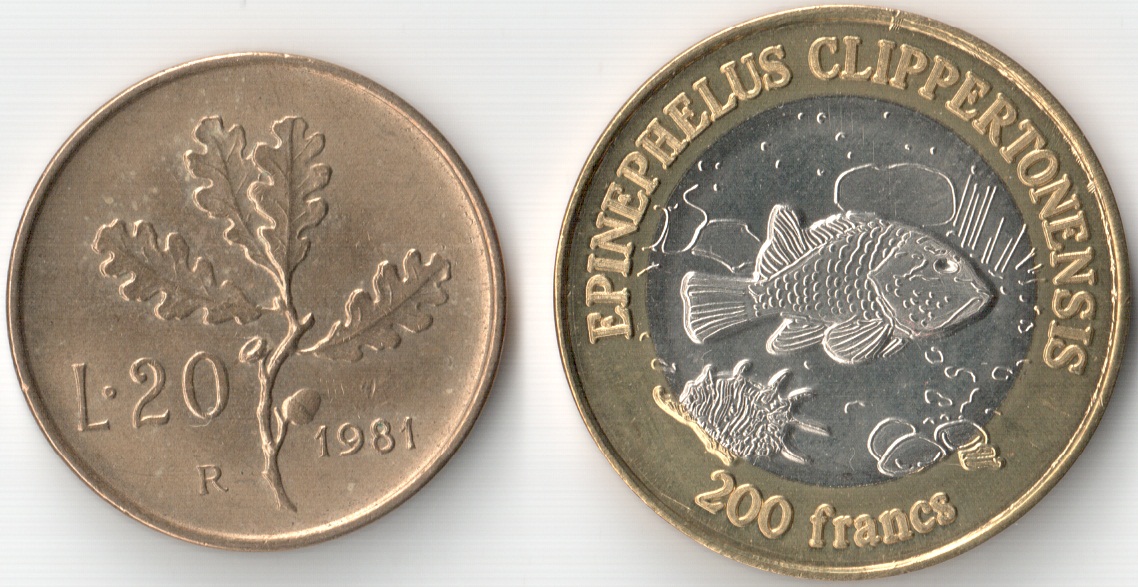 200 francs clipperton italiana 20 lira