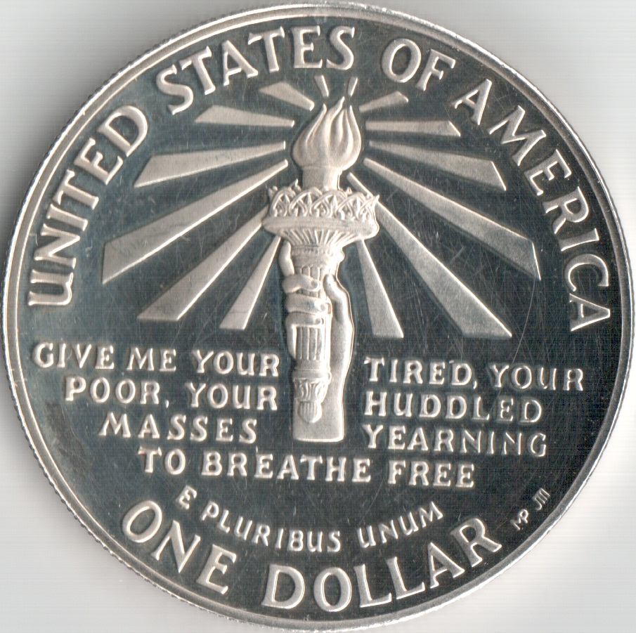 1 dollar silver 1986 Ellis island USA